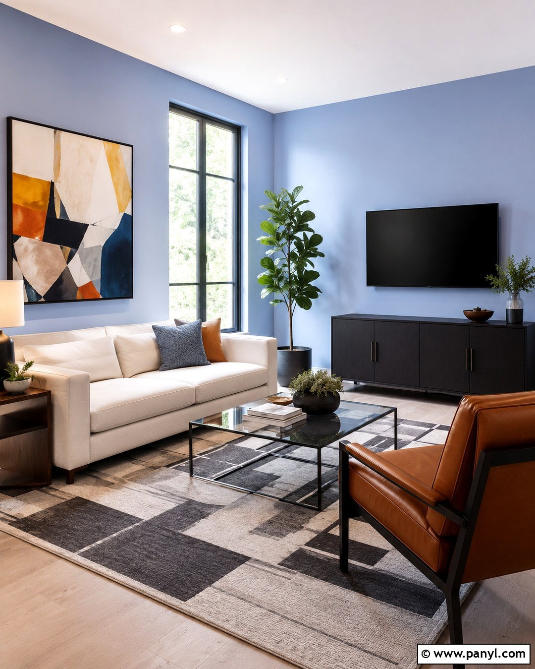 Light Periwinkle Walls With Modern Black Accents - 20 light periwinkle walls