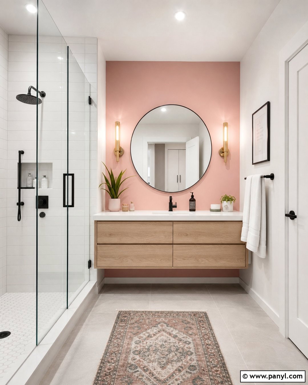 Light Pink Accent Wall Bathroom - 30 Light Pink Accent Wall Ideas