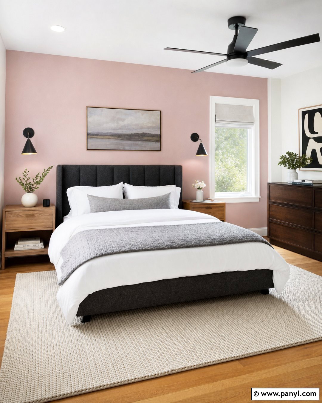 Light Pink Accent Wall Behind The Bed - 35 Light Pink Room Walls