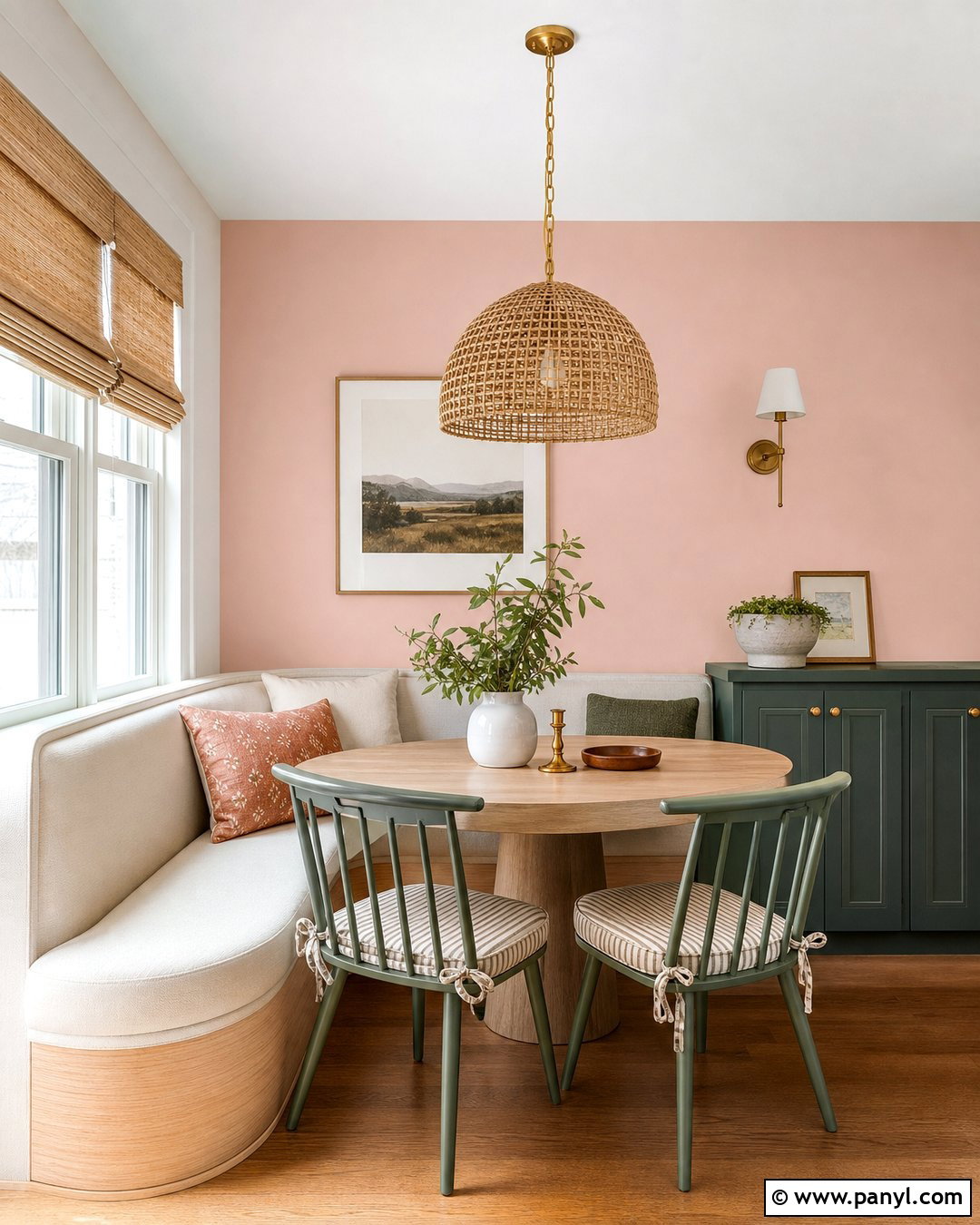 Light Pink Accent Wall Breakfast Nook - 30 Light Pink Accent Wall Ideas