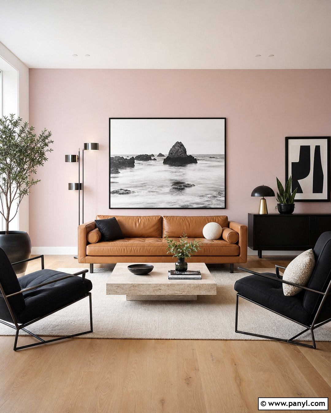 Light Pink Accent Wall Modern Living Room - 30 Light Pink Accent Wall Ideas