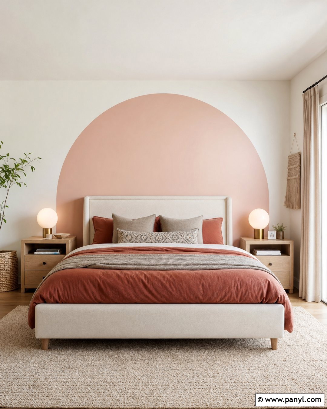Light Pink Accent Wall With Painted Arch - 30 Light Pink Accent Wall Ideas