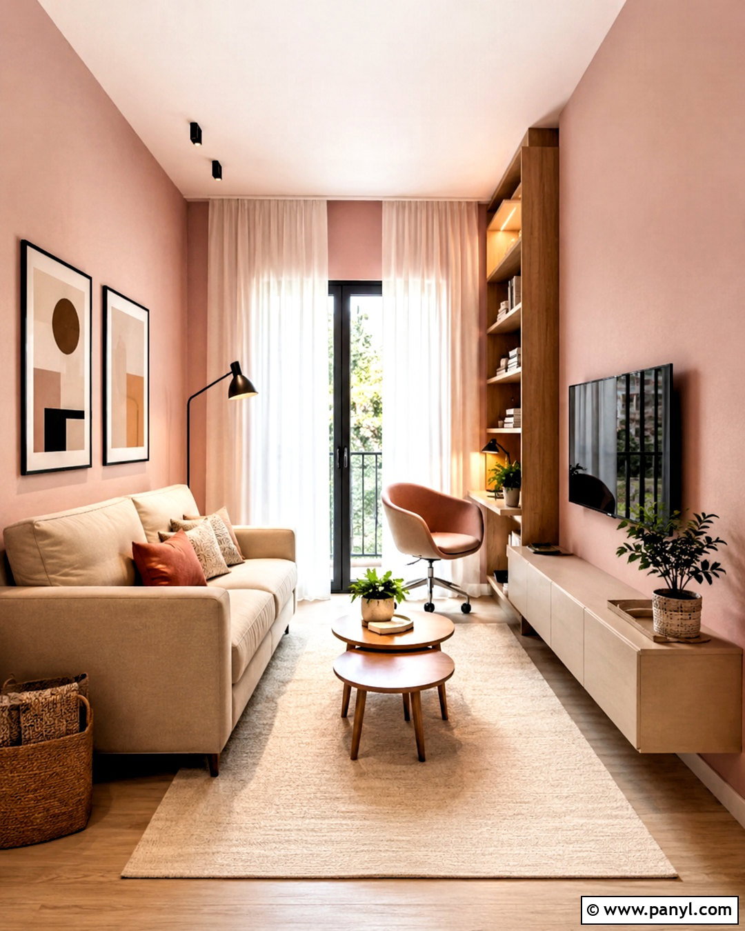 Light Pink Apartment With Space-Saving Furniture - 40 light pink walls