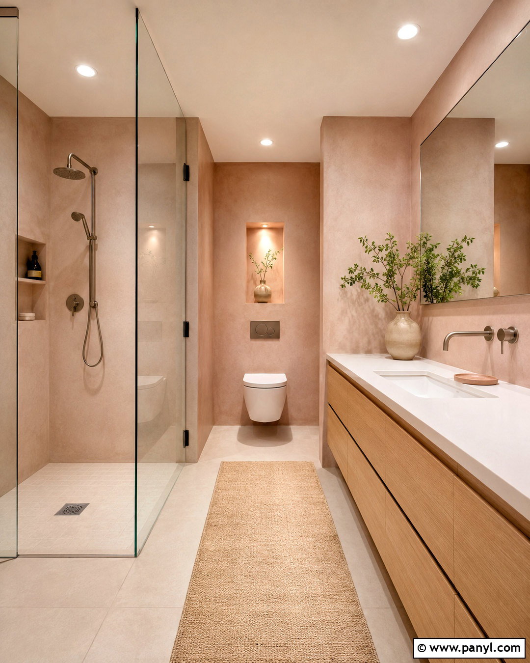 Light Pink Bathroom Walls With Floating Vanity - 20 light pink bathroom walls
