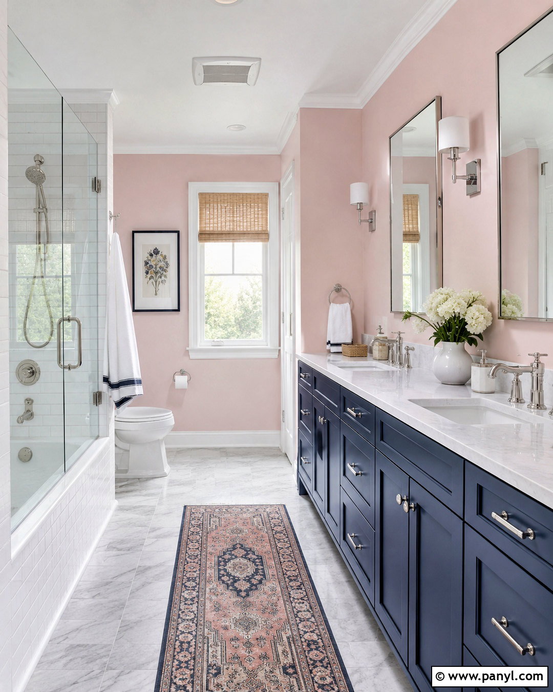 Light Pink Bathroom Walls With Navy Blue Vanity - 20 light pink bathroom walls