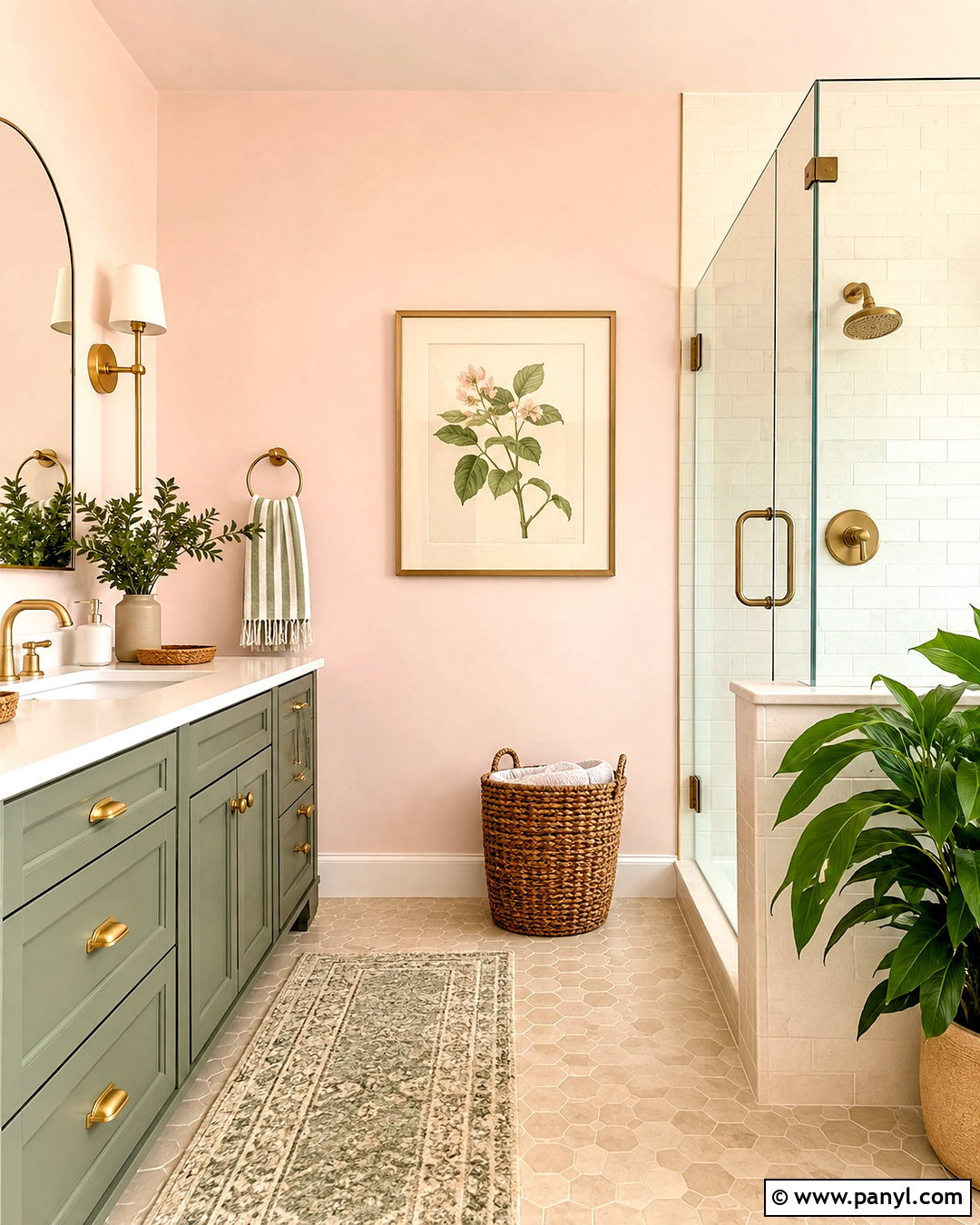 Light Pink Bathroom Walls With Sage Green Accents - 20 light pink bathroom walls