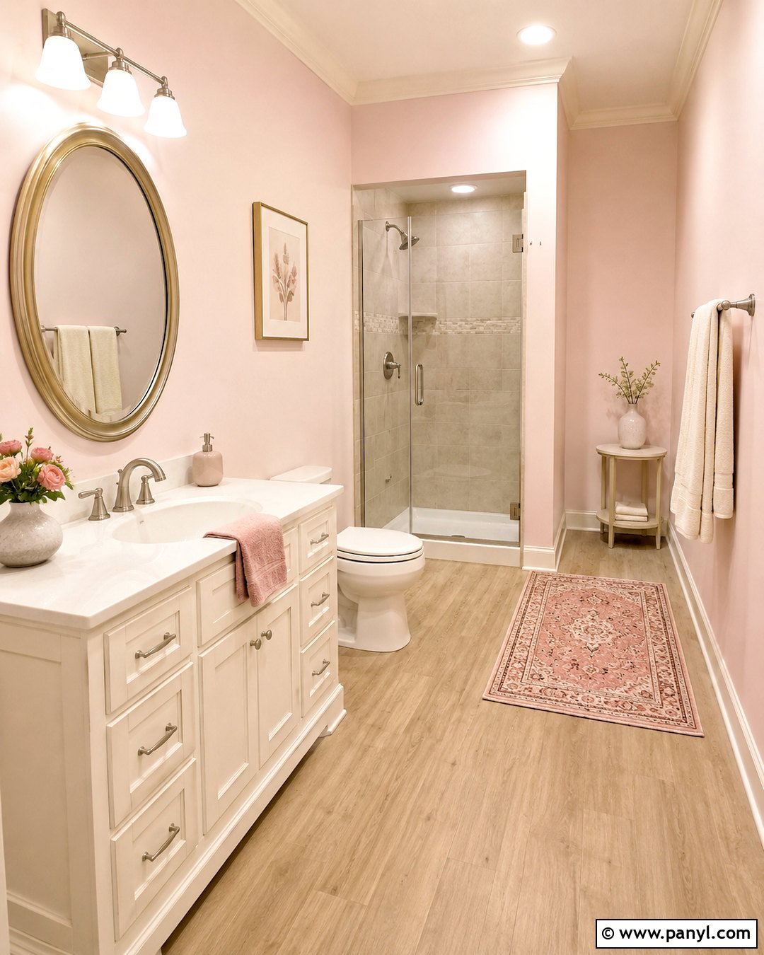 Light Pink Bathroom Walls With Warm White Trim - 20 light pink bathroom walls
