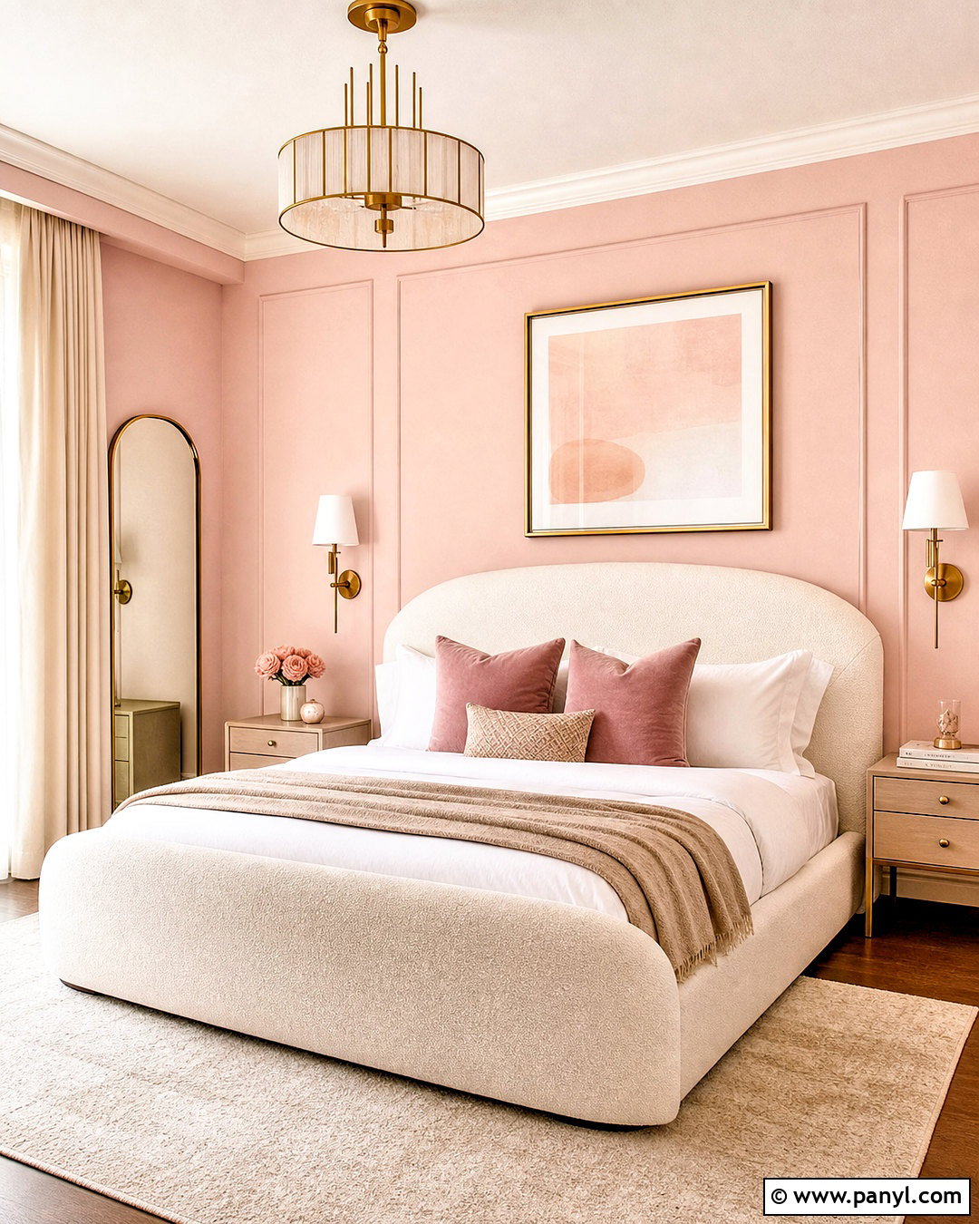 Light Pink Bedroom Walls With Brass Accents - 20 light pink bedroom walls
