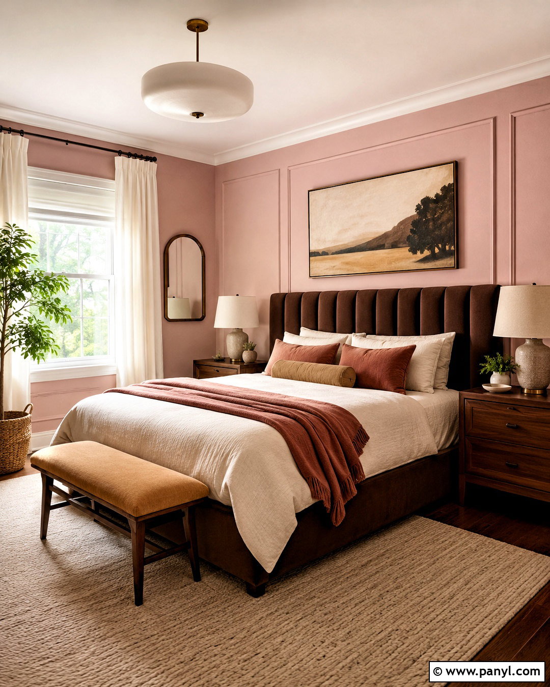 Light Pink Bedroom With Chocolate Brown - 40 light pink walls