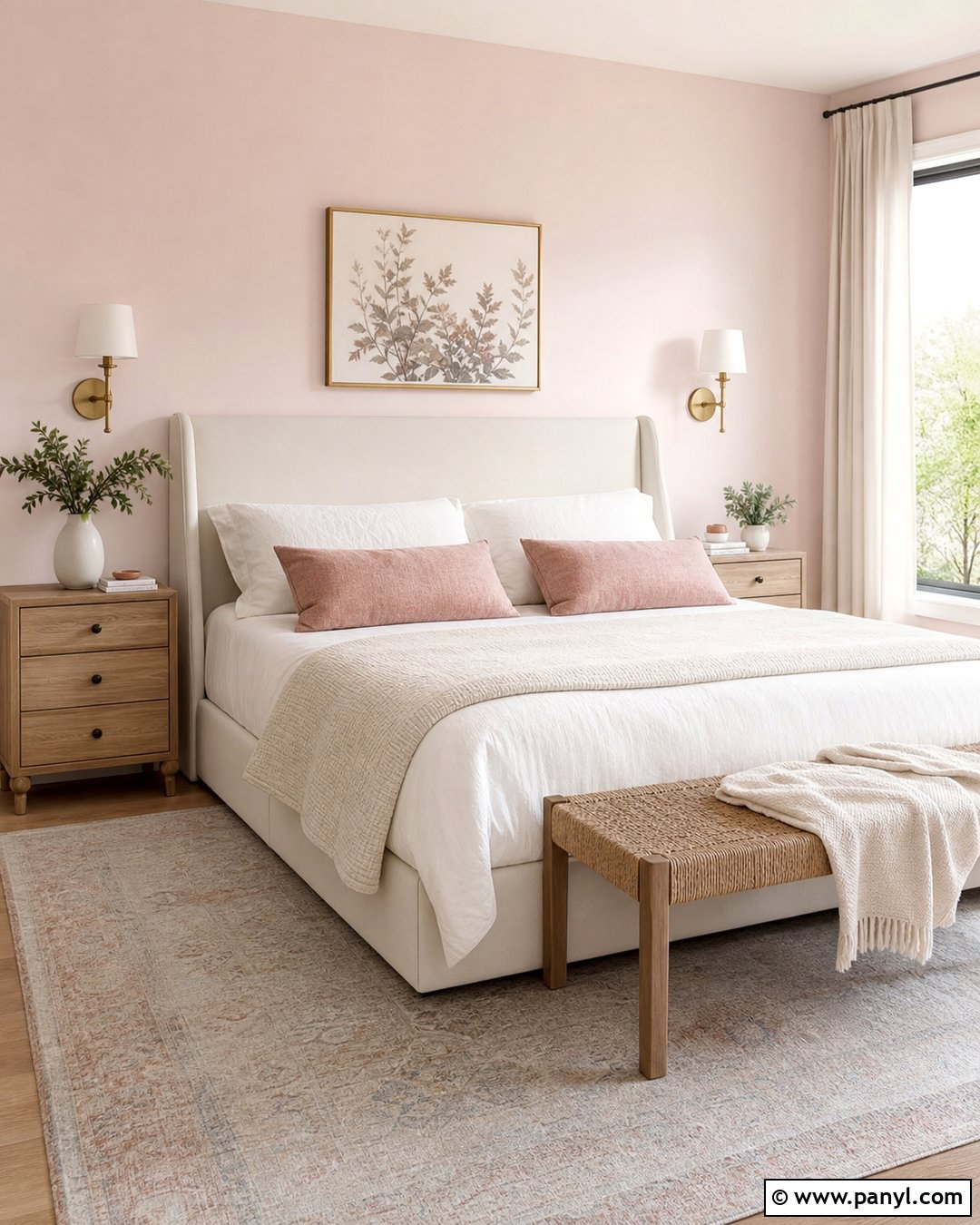 Light Pink Bedroom With Warm White Decor - 30 Light Pink Wall Color Ideas