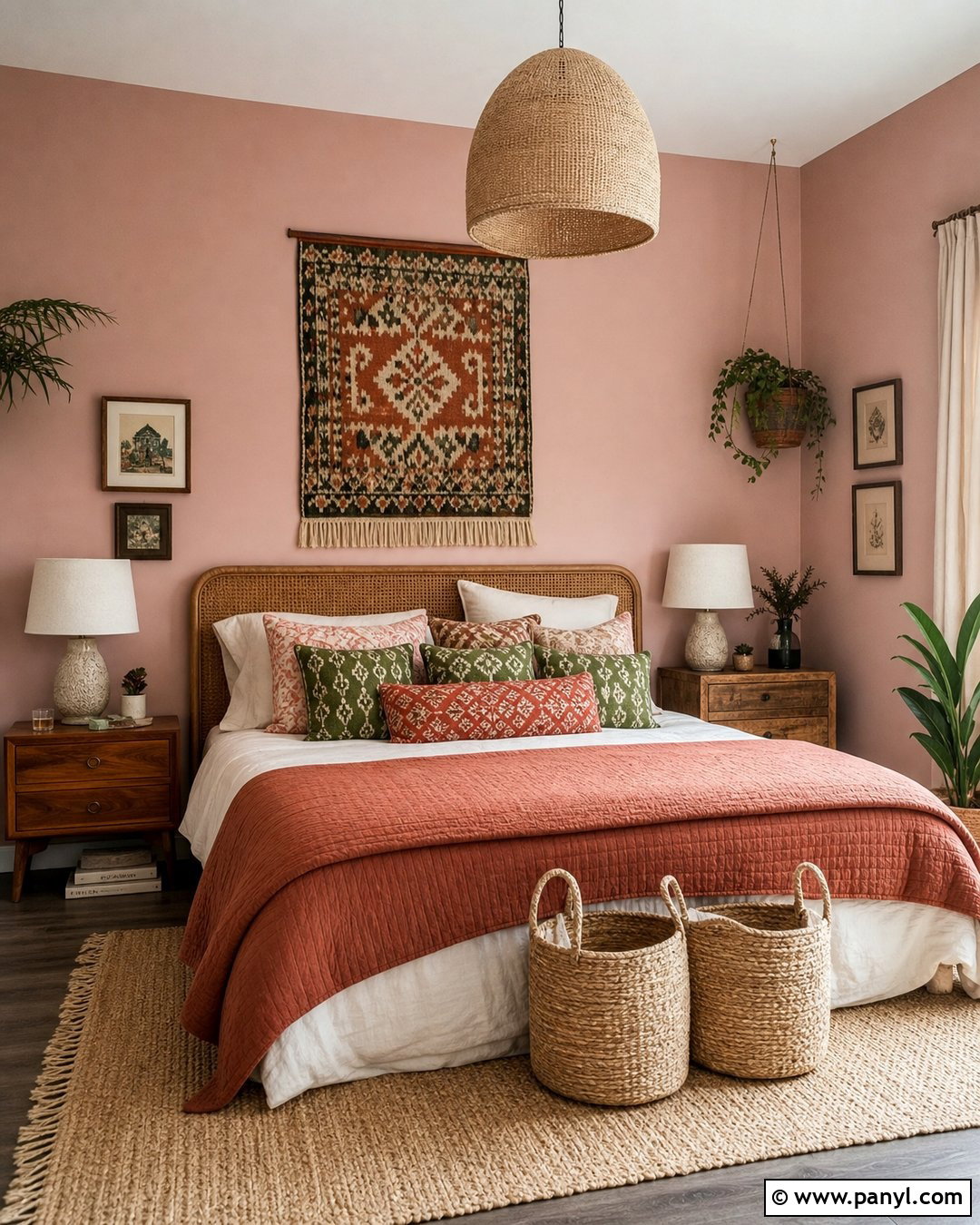 Light Pink Boho Bedroom - 30 Light Pink Wall Color Ideas