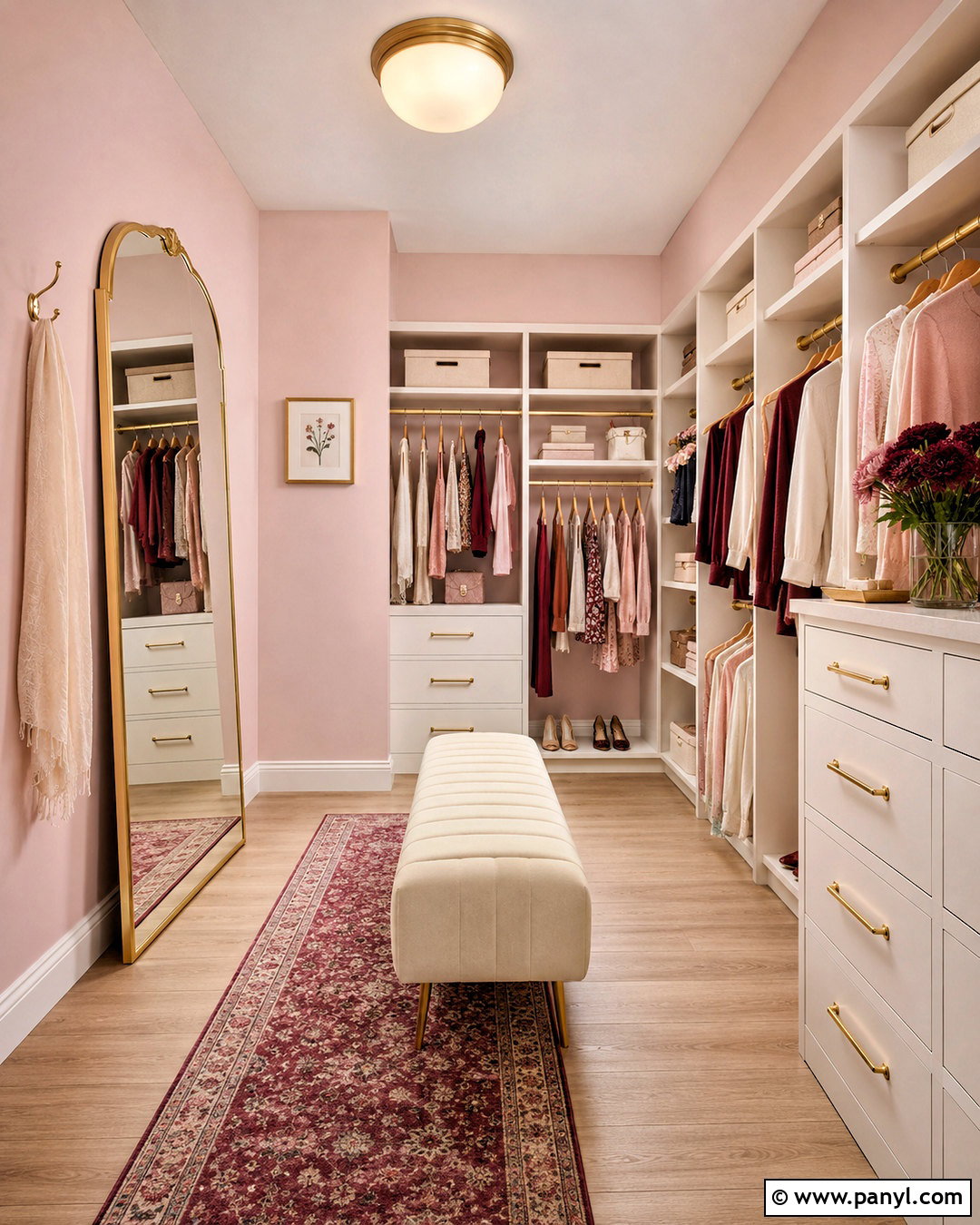 Light Pink Closet With Gold Hardware - 40 light pink walls
