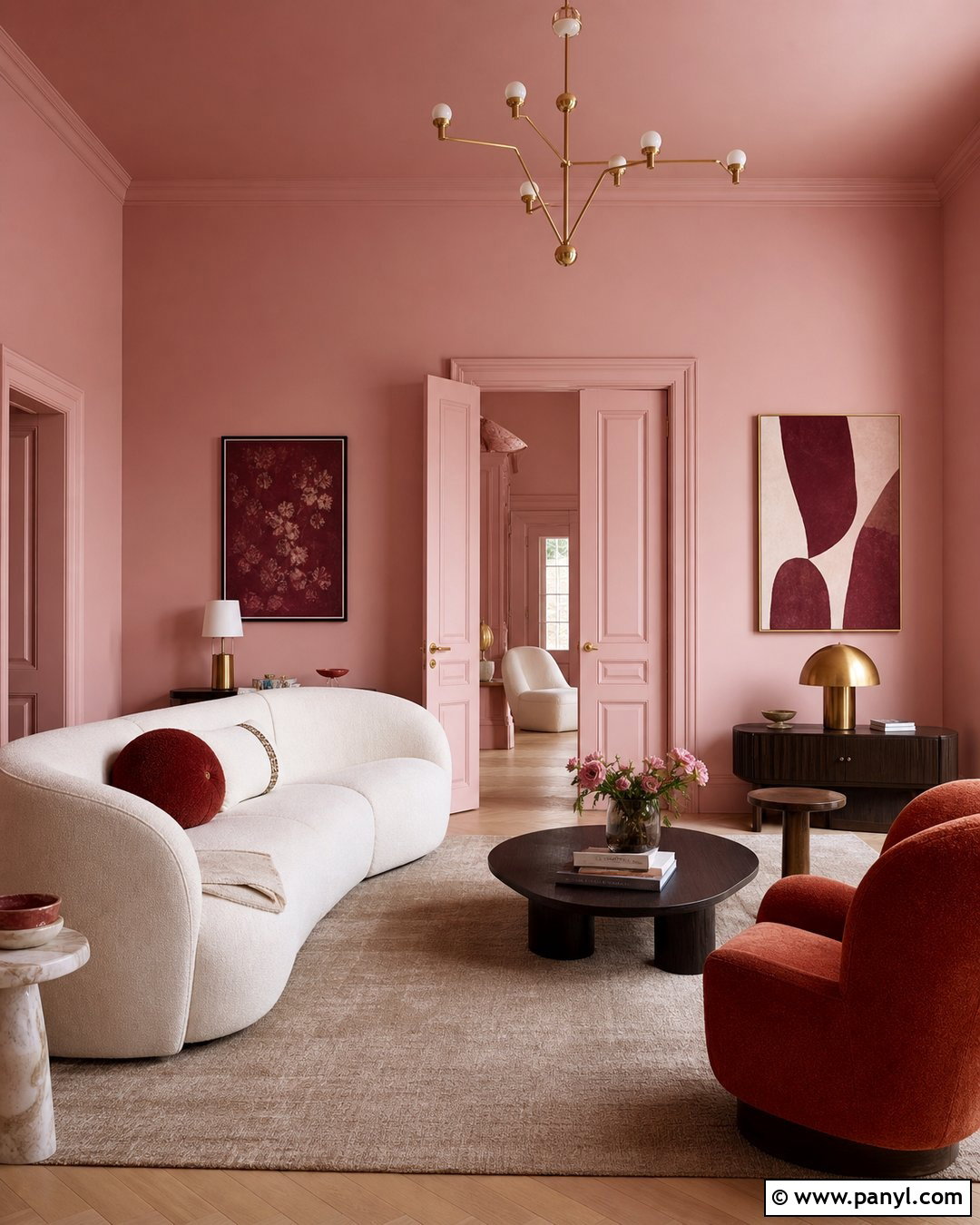 Light Pink Color Drenched Room - 30 Light Pink Wall Color Ideas