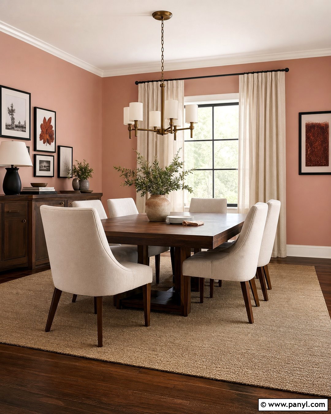 Light Pink Dining Room Walls With Walnut Furniture - 35 Light Pink Room Walls