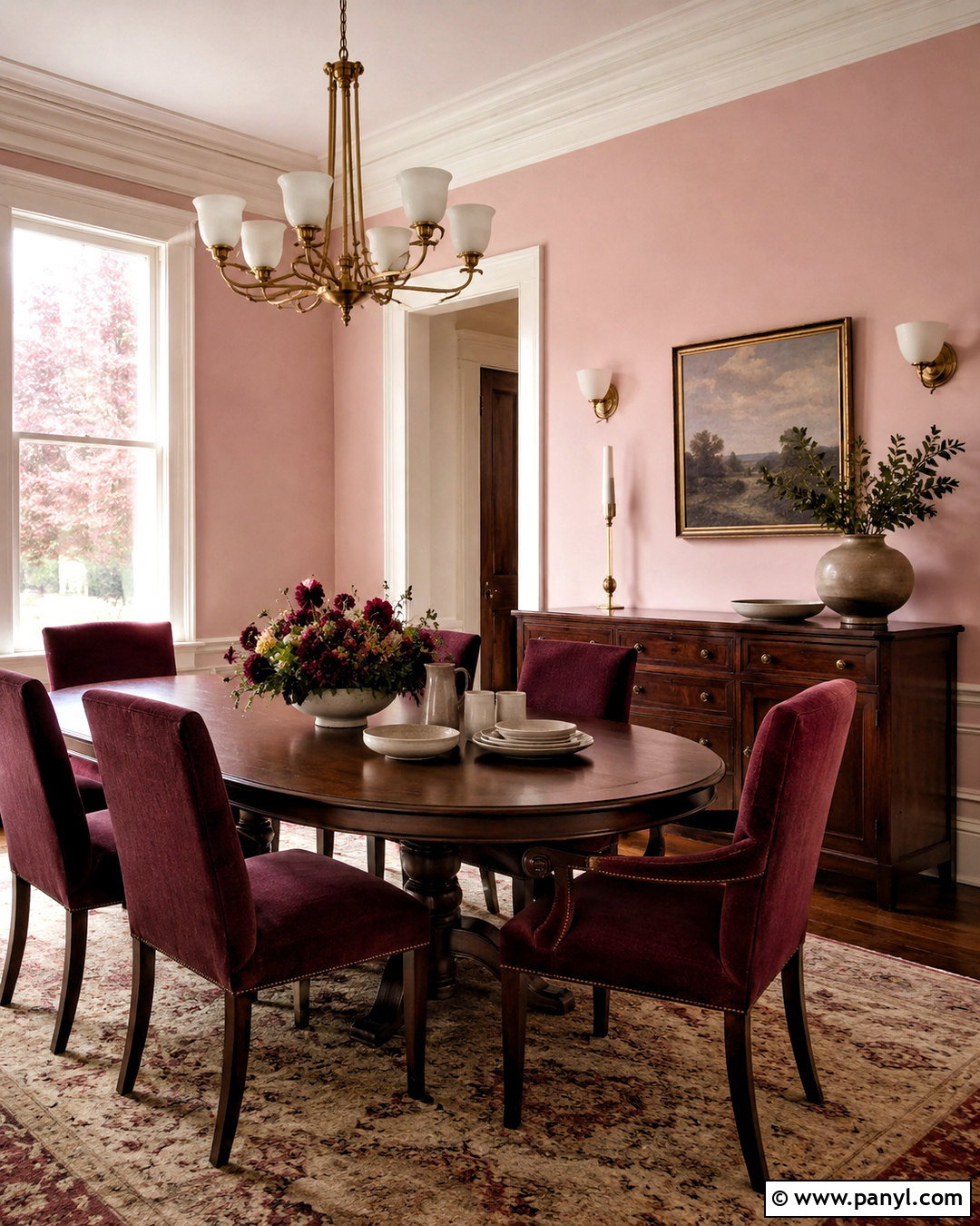 Light Pink Dining Room With Burgundy Chairs - 40 light pink walls