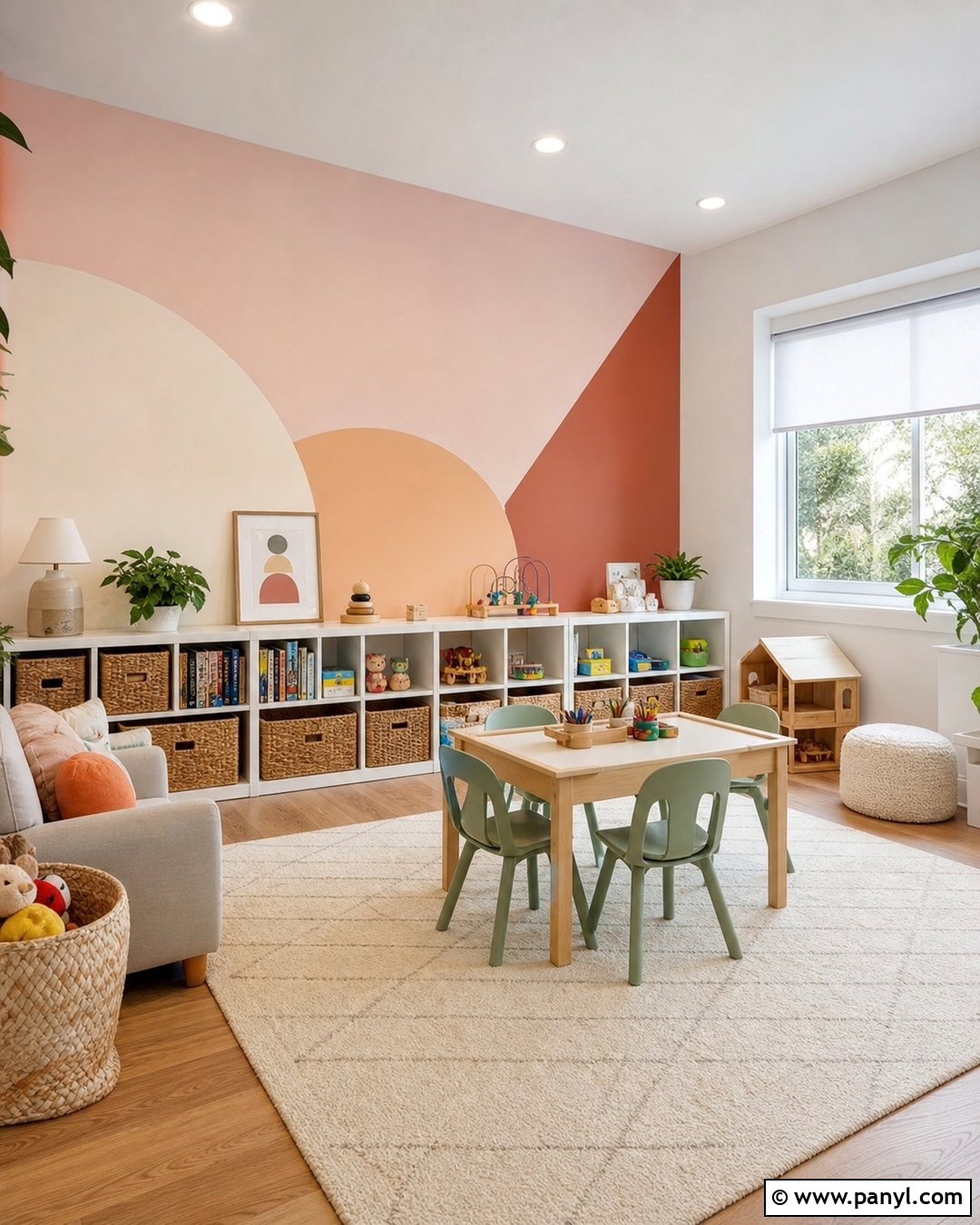 Light Pink Geometric Accent Wall - 30 Light Pink Accent Wall Ideas