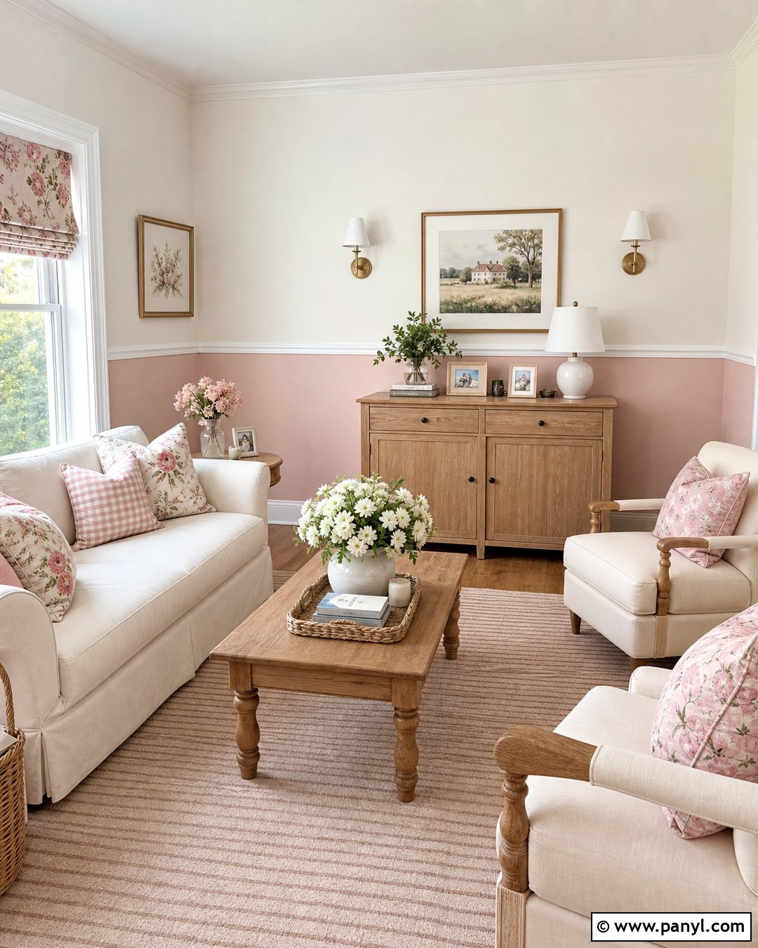 Light Pink Half Wall With White Trim - 30 Light Pink Wall Color Ideas