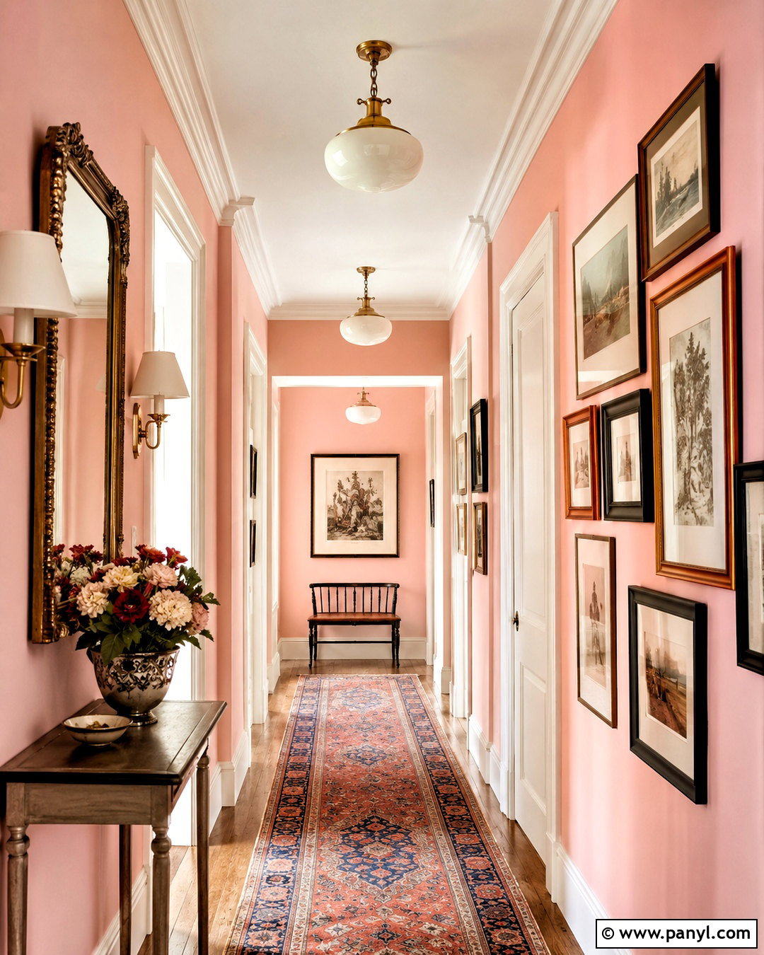 Light Pink Hallway With Picture Frames - 40 light pink walls