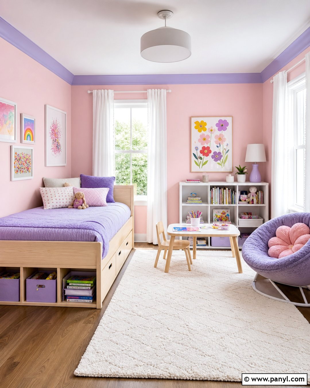 Light Pink Kids Room Walls With Lavender Accents - 35 Light Pink Room Walls