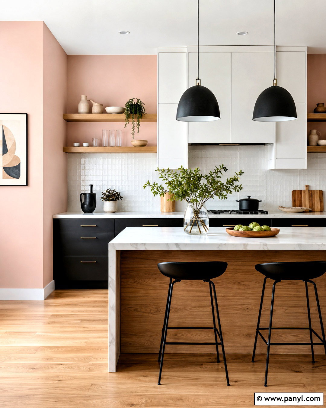 Light Pink Kitchen With Black Cabinets - 40 light pink walls