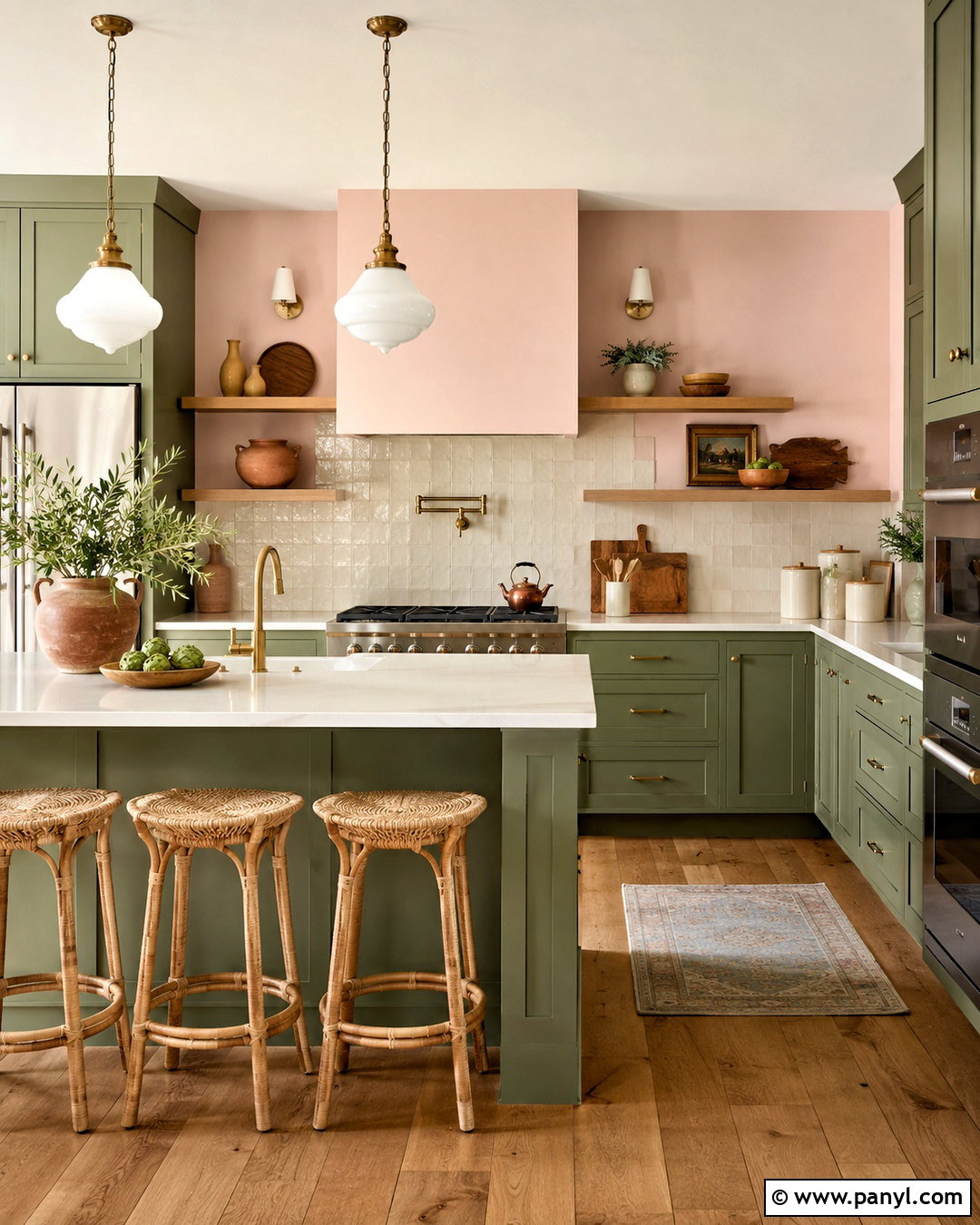 Light Pink Kitchen With Sage Green Cabinets - 40 light pink walls