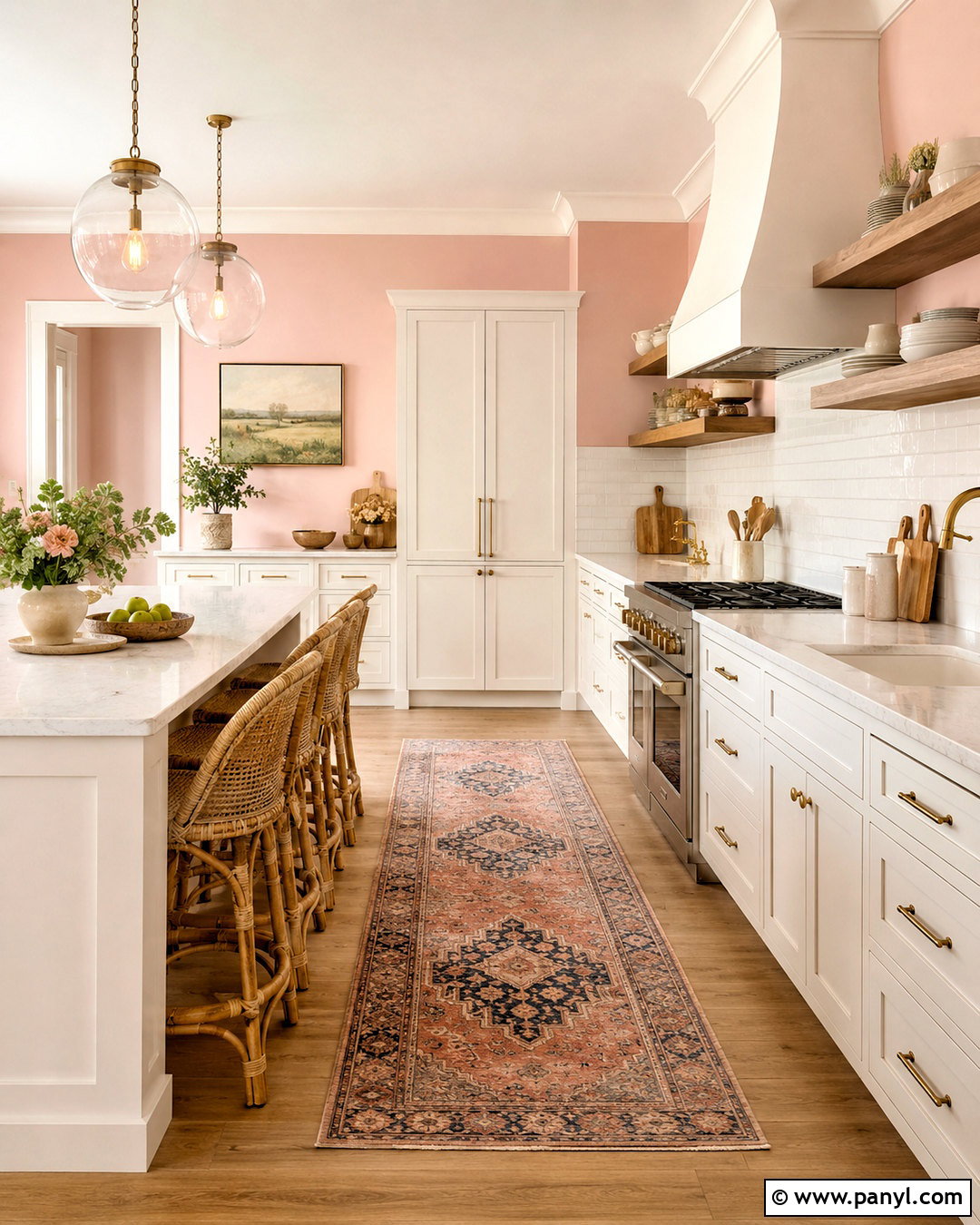 Light Pink Kitchen With White Cabinets - 40 light pink walls