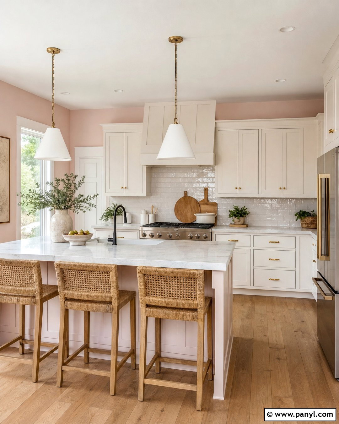 Light Pink Kitchen With White Cabinets - 30 Light Pink Wall Color Ideas
