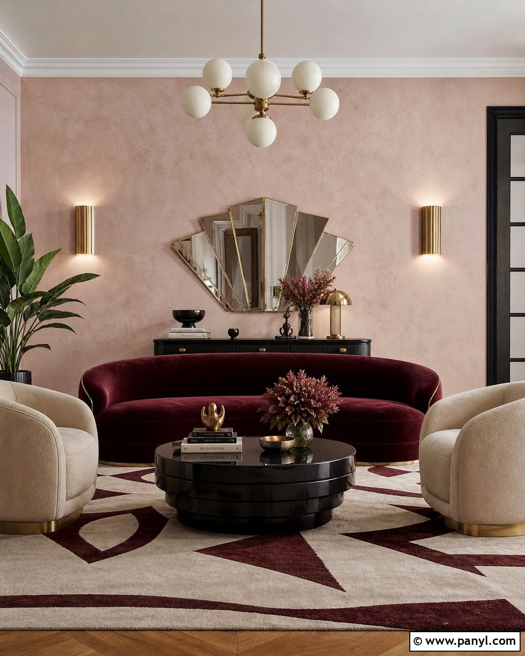 Light Pink Limewash Art Deco Room - 25 Light Pink Limewash Walls