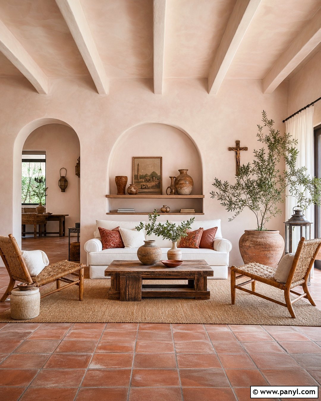 Light Pink Limewash Mediterranean Room - 25 Light Pink Limewash Walls