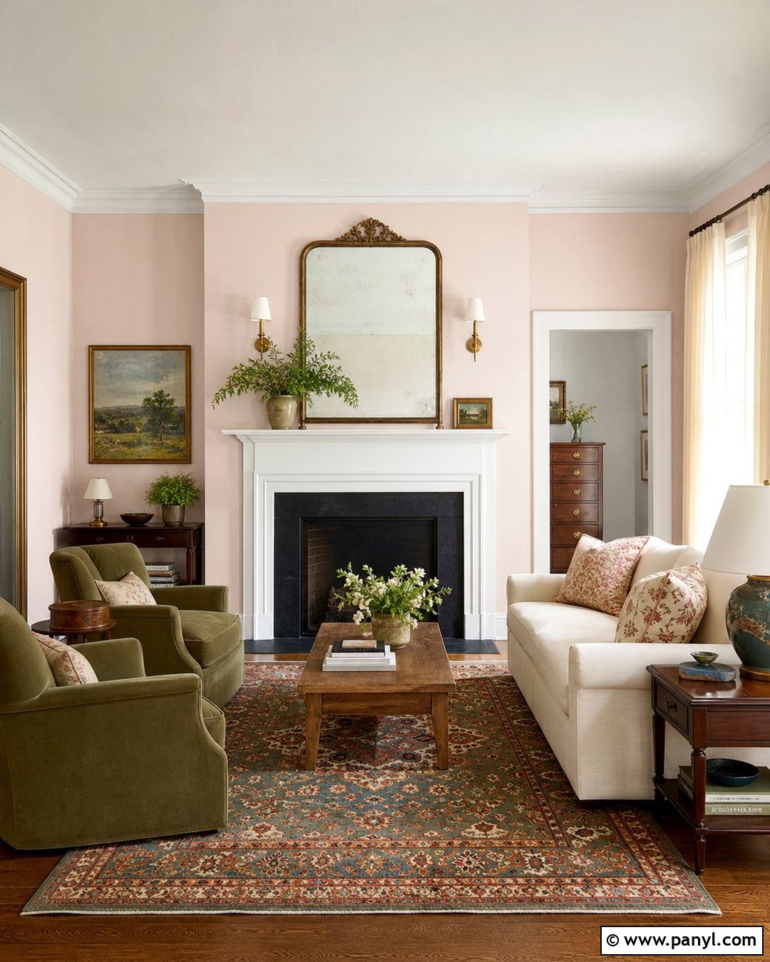 Light Pink Living Room Walls With A Fireplace - 35 Light Pink Room Walls