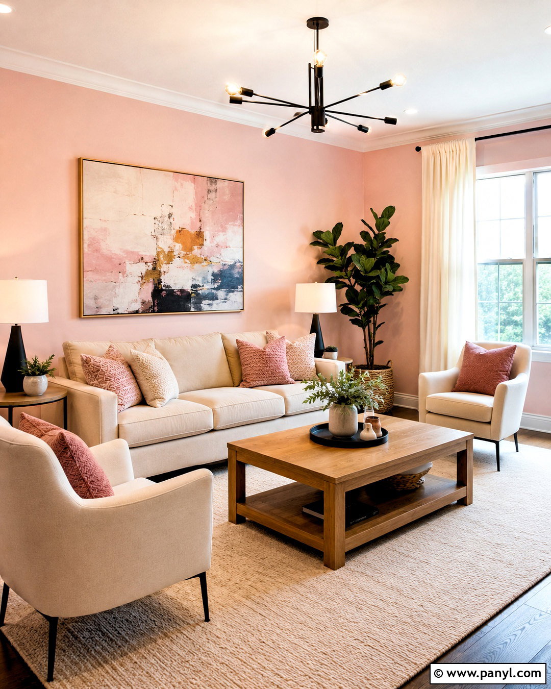 Light Pink Living Room With Beige Sofa - 20 light pink room ideas