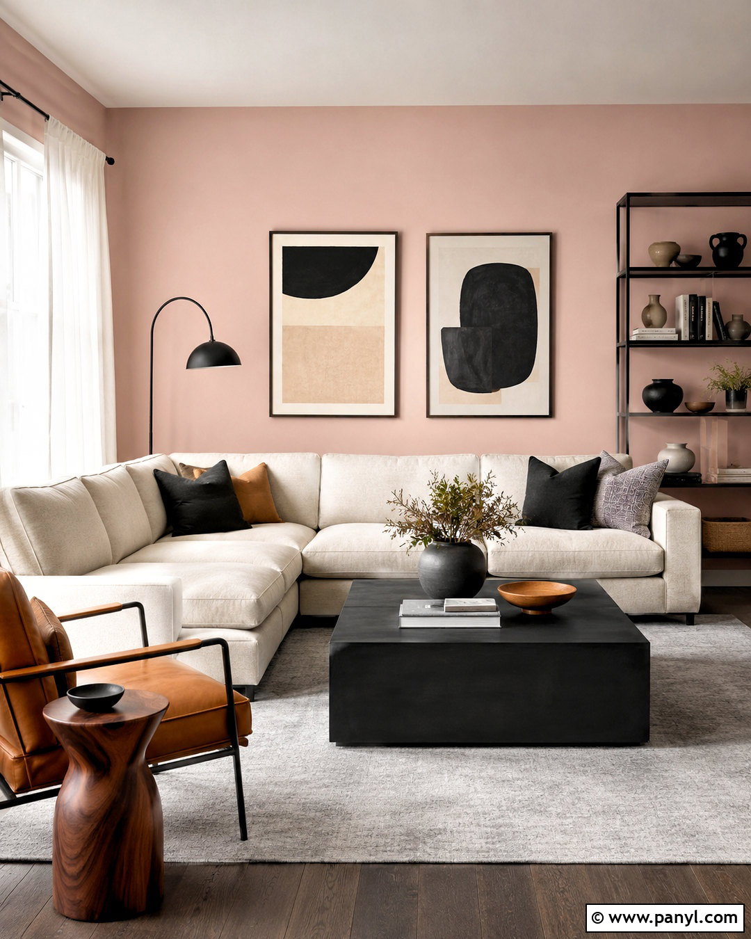 Light Pink Living Room With Black Accents - 20 light pink living room ideas
