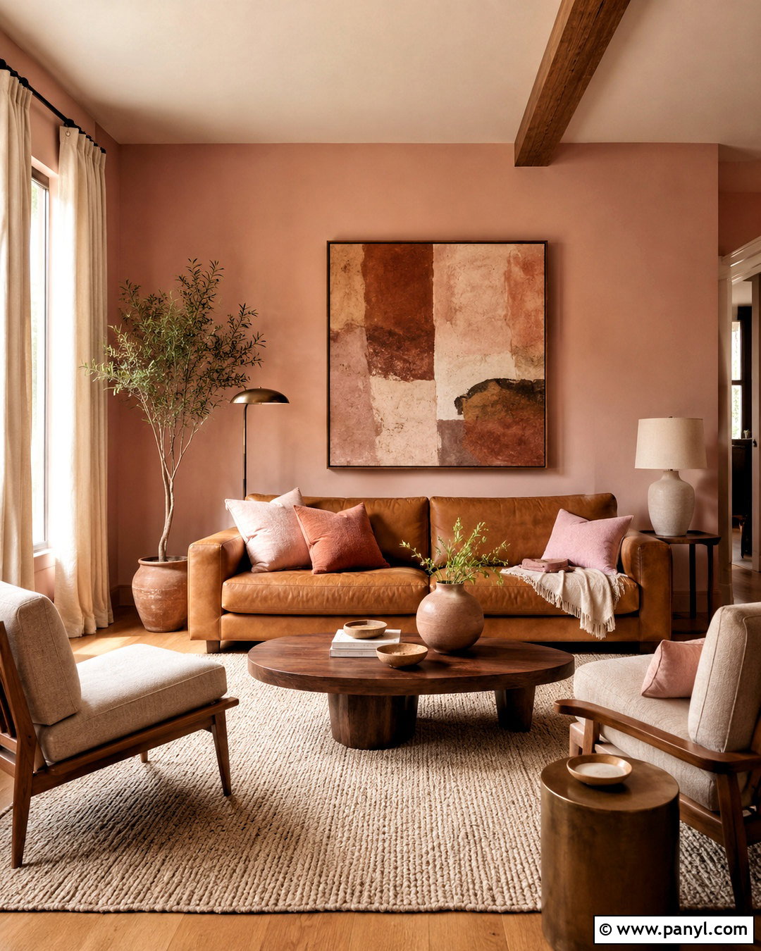 Light Pink Living Room With Brown Furniture - 20 light pink living room ideas