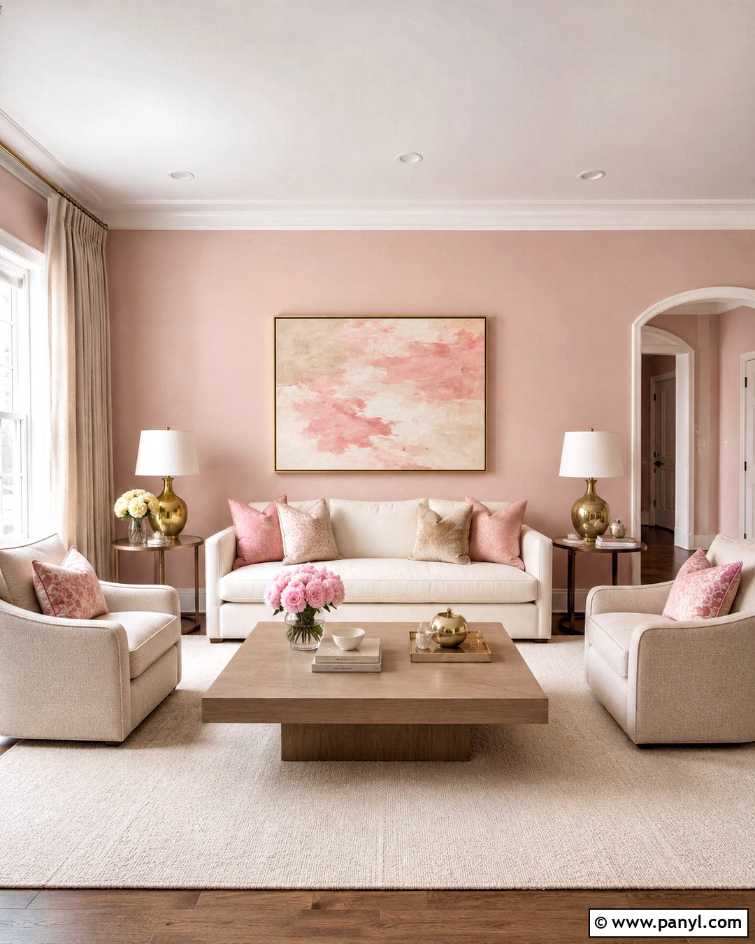 Light Pink Living Room With Cream Sofa - 20 light pink living room ideas