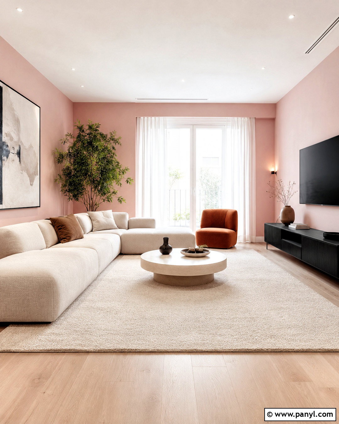 Light Pink Living Room With Modern Decor - 20 light pink living room ideas