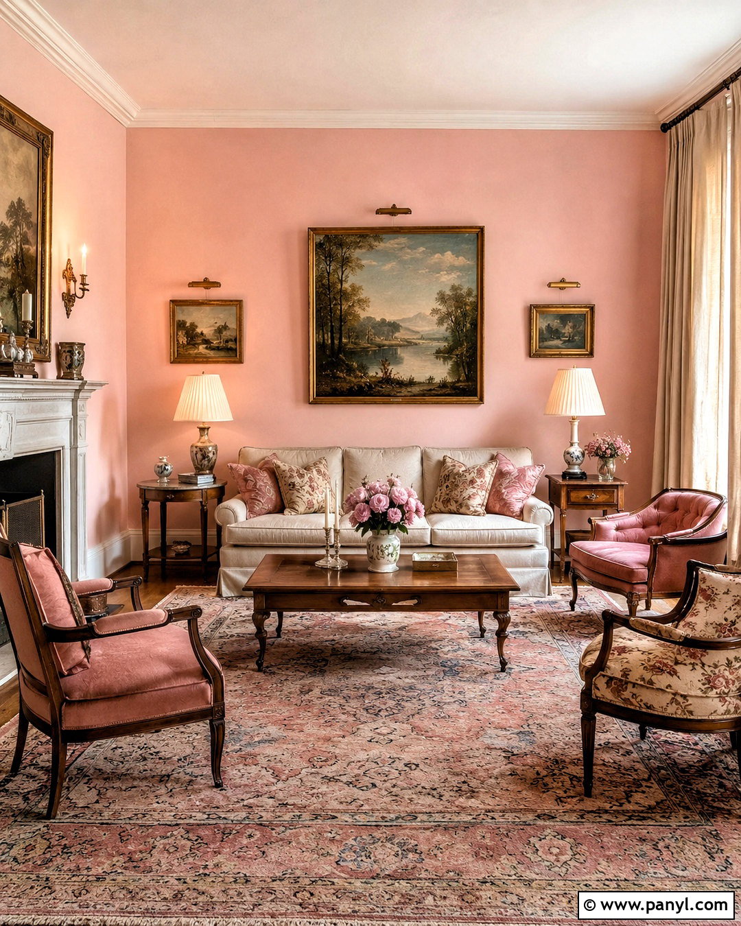 Light Pink Living Room With Vintage Decor - 20 light pink living room ideas