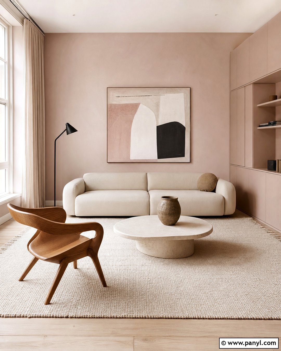 Light Pink Minimalist Living Room - 30 Light Pink Wall Color Ideas