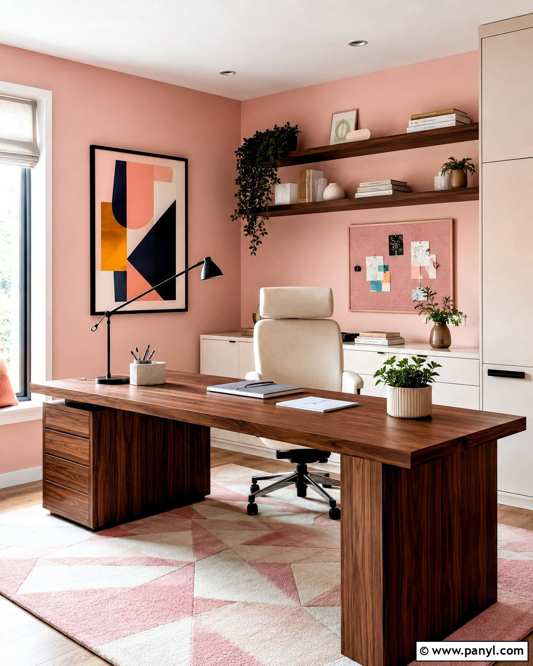 Light Pink Modern Home Office - 20 light pink room ideas