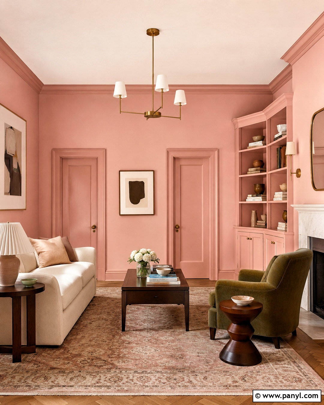 Light Pink Room With Color-Drenched Trim - 40 light pink walls