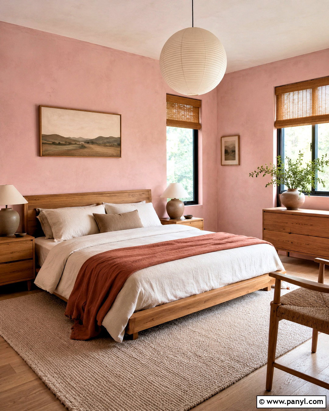 Light Pink Room With Natural Wood - 20 light pink room ideas