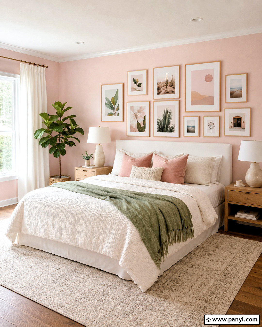 Light Pink Room With a Gallery Wall - 20 light pink room aesthetic ideas