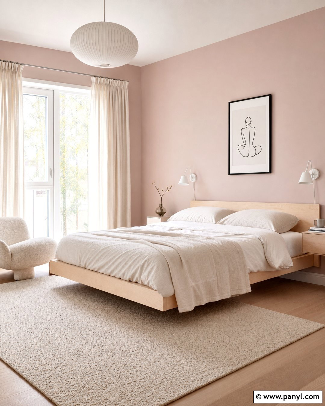 Light Pink Scandinavian Bedroom Walls With Cream - 35 Light Pink Room Walls