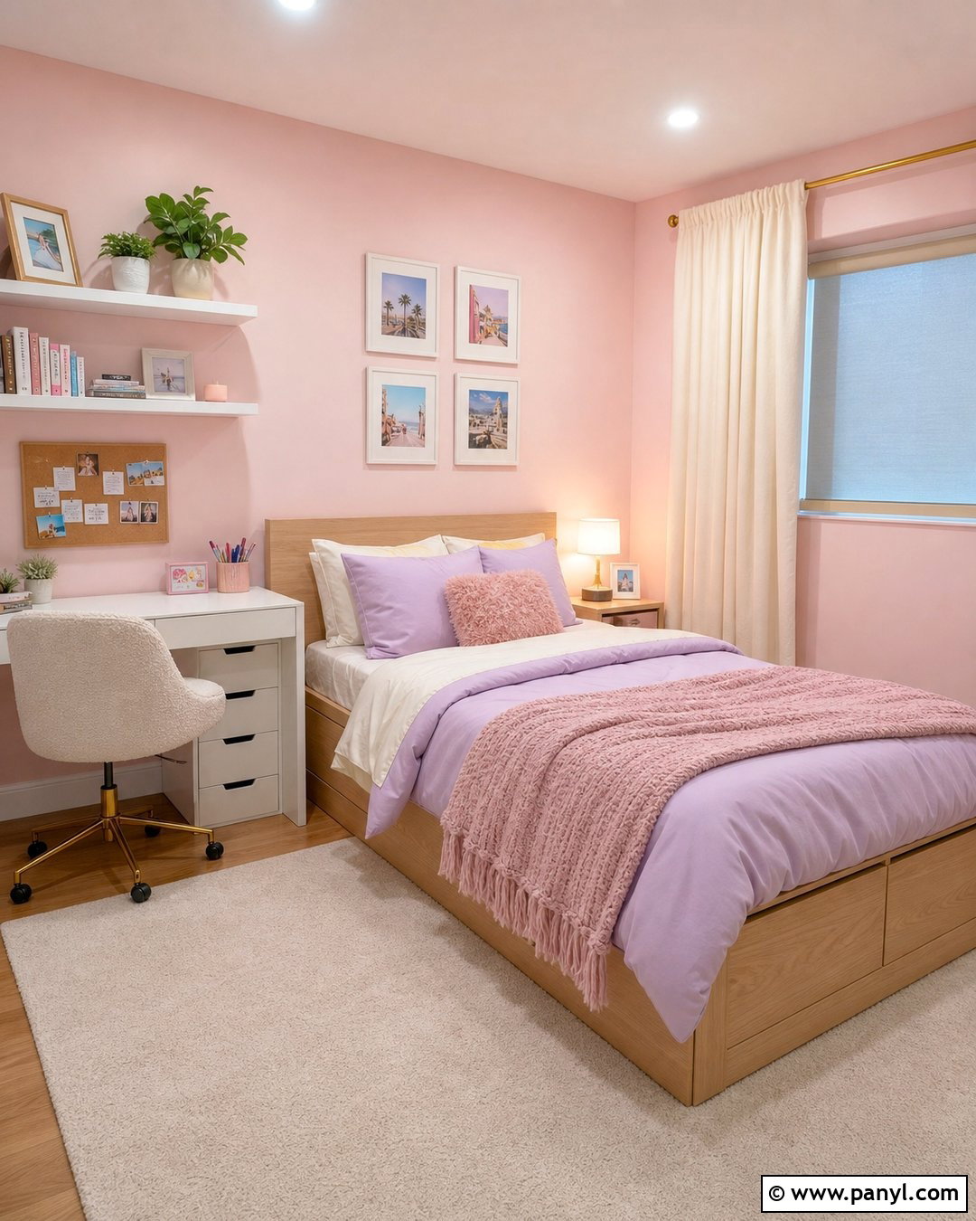 Light Pink Teen Bedroom With Lavender Accents - 30 Light Pink Wall Color Ideas
