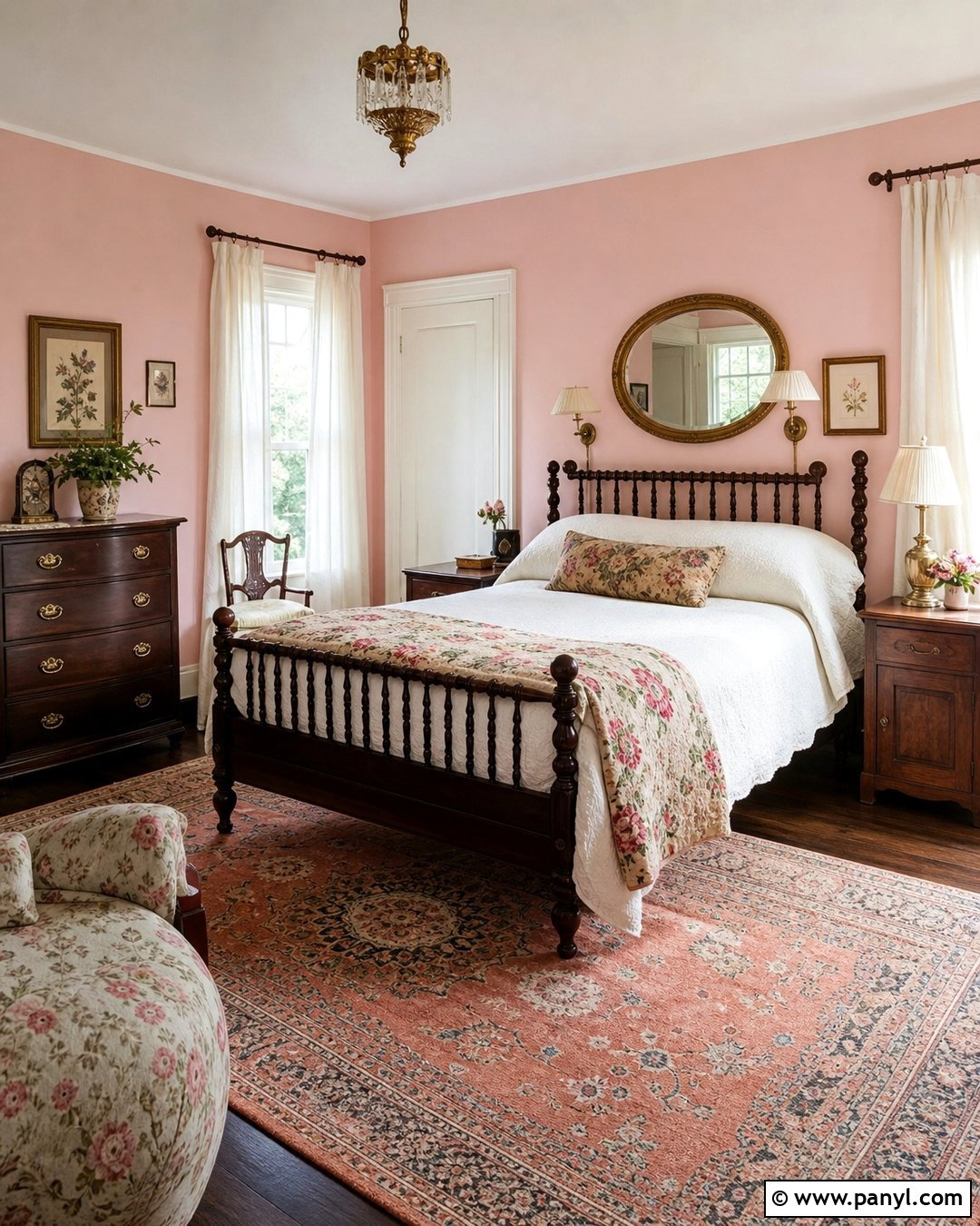 Light Pink Vintage Bedroom Walls With Brass - 35 Light Pink Room Walls