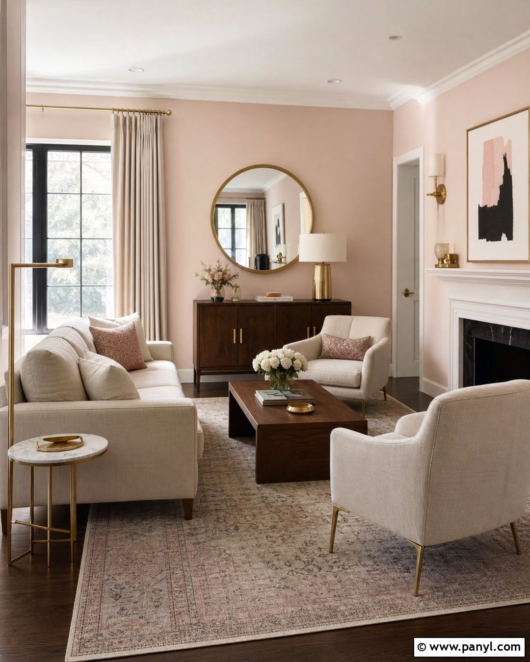 Light Pink Walls With Brass Accents - 30 Light Pink Wall Color Ideas