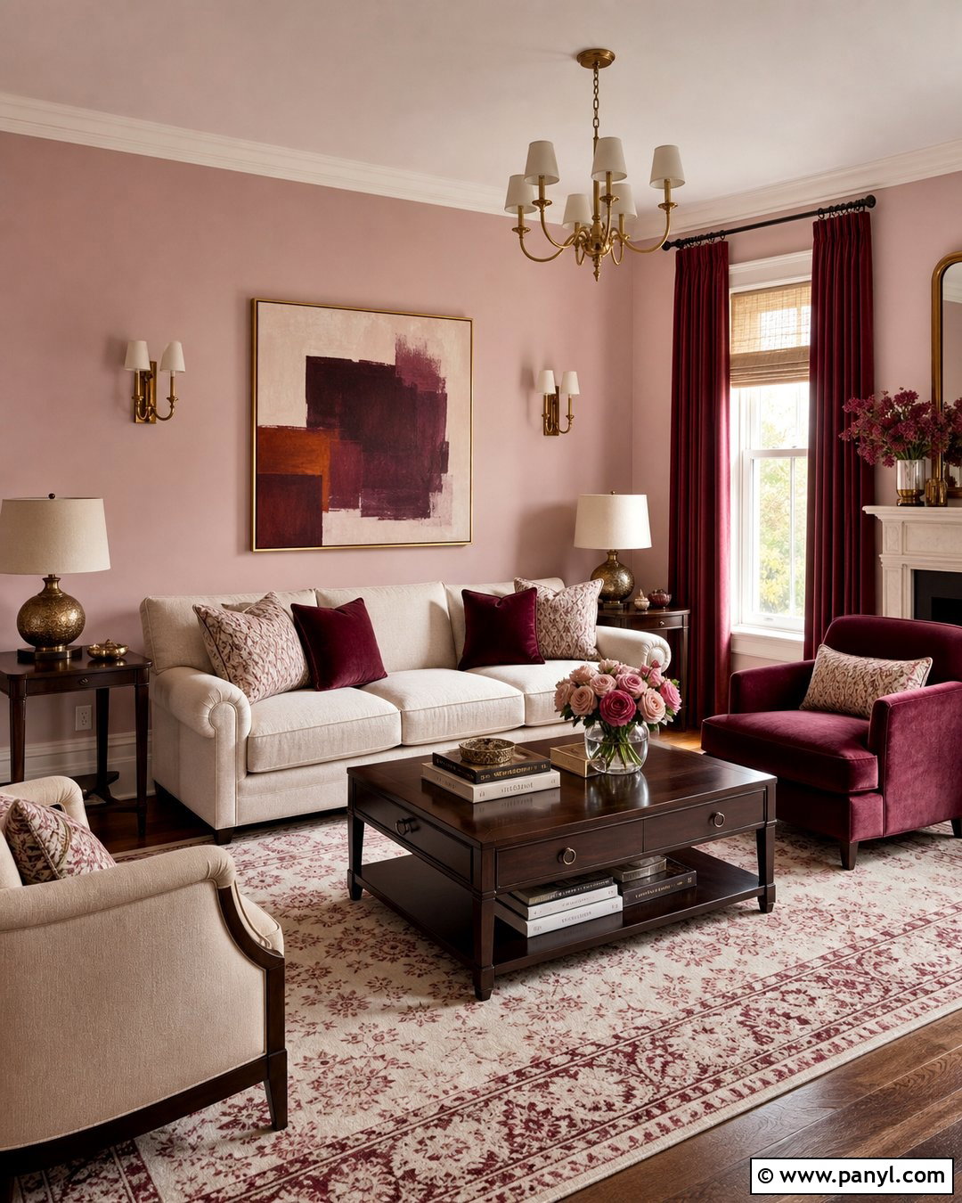 Light Pink Walls With Burgundy Accents - 30 Light Pink Wall Color Ideas