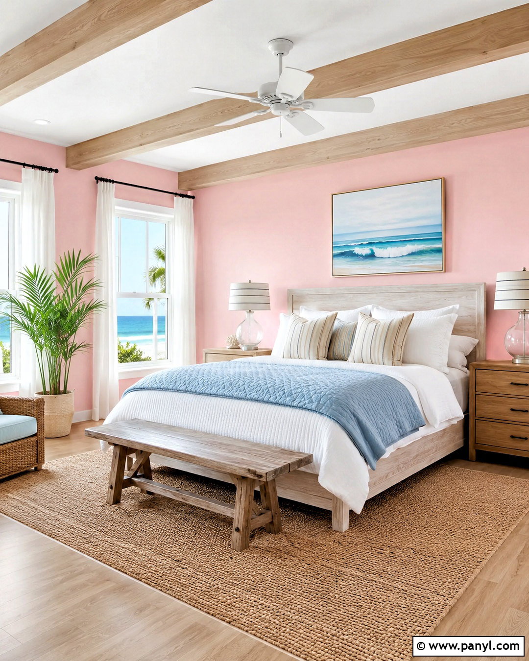 Light Pink Walls With Coastal Decor - 20 light pink walls bedroom ideas