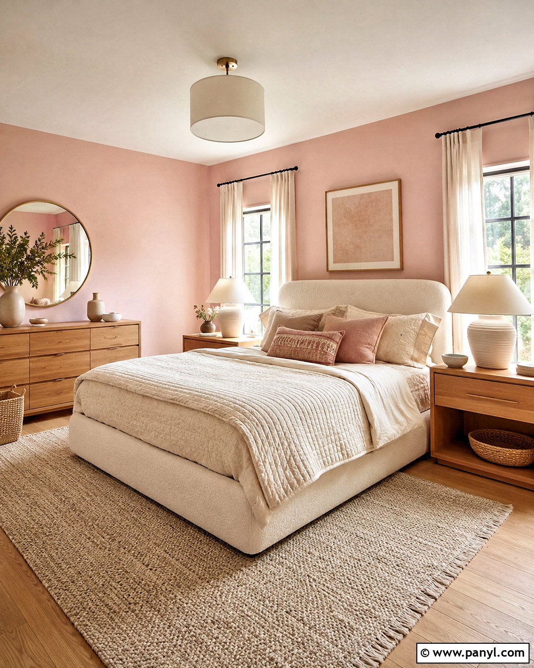 Light Pink Walls With Cream Bedding - 20 light pink walls bedroom ideas