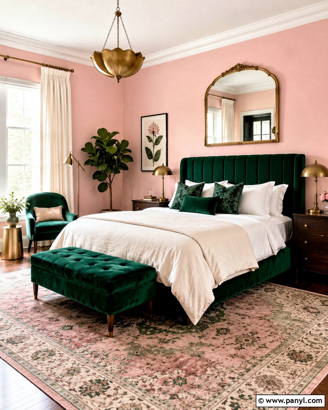 Light Pink Walls With Emerald Green Accents - 20 light pink walls bedroom ideas