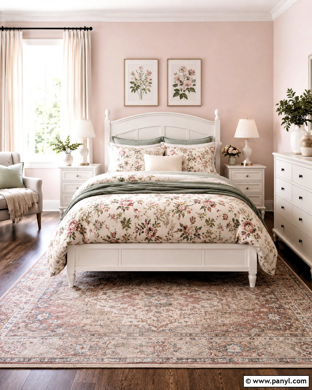 Light Pink Walls With Floral Bedding - 20 light pink walls bedroom ideas